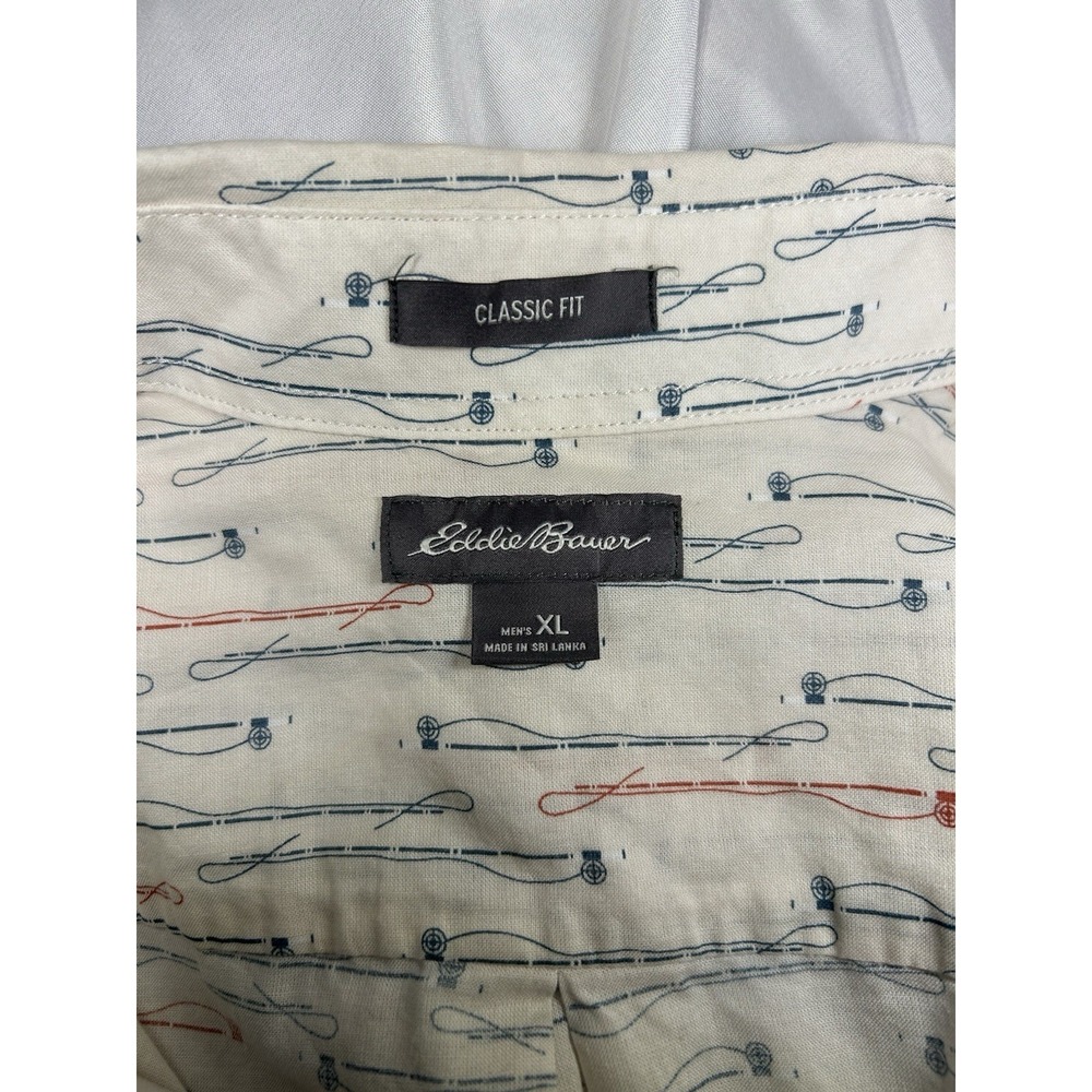 Eddie Bauer Fishing Novelty Print Button Up Shirt Mens XL - Picture 9 of 12